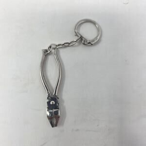 Miniature Pliers Keychain Silver Tone Metal Novelty Working Tool Keyring